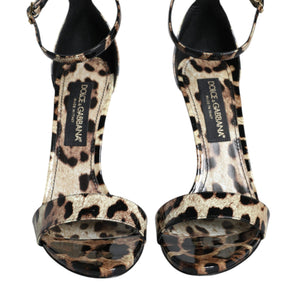 Dolce & Gabbana Brown Leopard KEIRA Ankle Strap Sandals Shoes