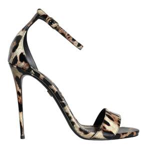 Dolce & Gabbana Brown Leopard KEIRA Ankle Strap Sandals Shoes