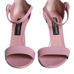 Dolce & Gabbana Pink Leather Logo Heels Keira Sandals Shoes