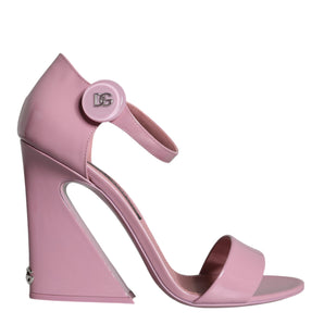 Dolce & Gabbana Pink Leather Logo Heels Keira Sandals Shoes