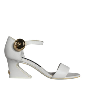 Dolce & Gabbana White Leather Heels Keira Sandals Shoes