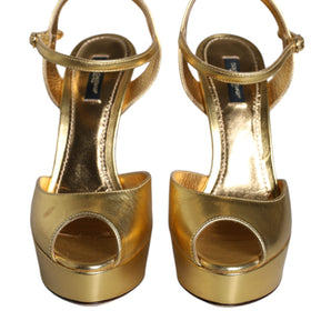 Dolce & Gabbana Gold Bette Leather Heels Sandals Shoes