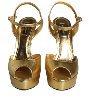 Dolce & Gabbana Gold Bette Leather Heels Sandals Shoes