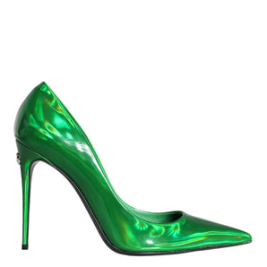 Dolce & Gabbana Green Patent Leather High Heels Pumps Shoes