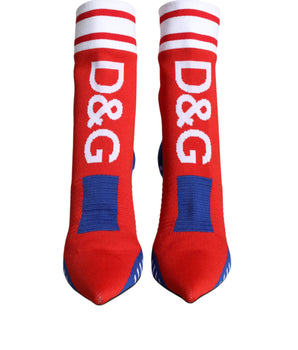 Dolce &amp; Gabbana Botines estilo calcetín elásticos rojo azul Zapatos con logo
