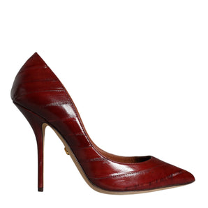 Dolce & Gabbana Dark Red Leather High Heels Pumps Shoes