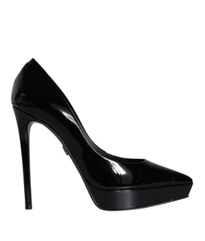 Dolce & Gabbana Black Leather Platform Heels Pumps Shoes