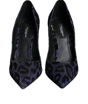 Dolce &amp; Gabbana Violet Leopard Lurex High Heels Pumps Shoes