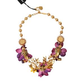 Dolce & Gabbana Gold Brass Mix Fiori Flowers Crystal Chain Necklace