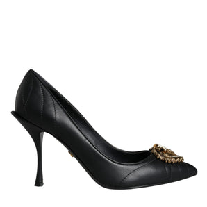 Dolce & Gabbana Black Leather Heart DEVOTION Pumps Shoes