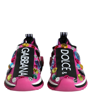 Dolce &amp; Gabbana Pink Sorrento Crystals Low Top Sneakers Shoes