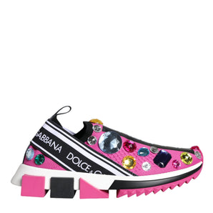 Dolce & Gabbana Pink Sorrento Crystals Low Top Sneakers Shoes