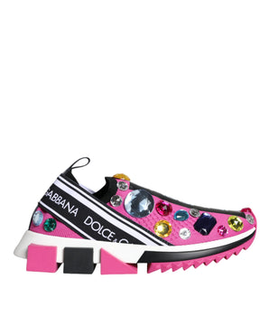 Dolce &amp; Gabbana Pink Sorrento Crystals Low Top Sneakers Shoes