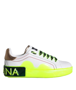 Dolce &amp; Gabbana White Leather Portofino Low Top Sneakers Shoes