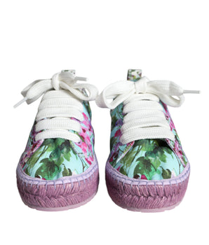 Dolce & Gabbana Multicolor Canvas Floral Espadrilles Sneakers Shoes