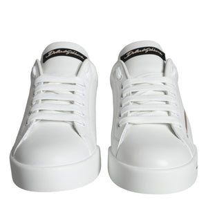 Dolce & Gabbana White Black Portofino Low Top Sneakers Shoes