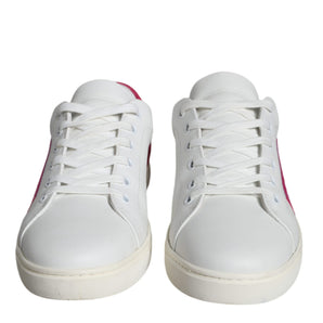 Dolce & Gabbana White Pink Leather Logo Classic Sneaker Shoes