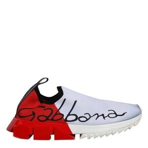 Dolce & Gabbana Red White Logo Sorrento Sneakers Shoes