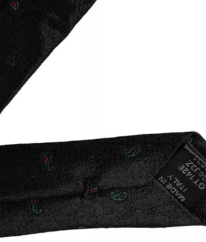Dolce & Gabbana Black Fantasy 100% Silk Adjustable Men Tie
