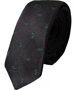 Dolce & Gabbana Black Fantasy 100% Silk Adjustable Men Tie