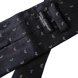 Dolce & Gabbana Dark Blue Fantasy 100% Silk Adjustable Men Tie