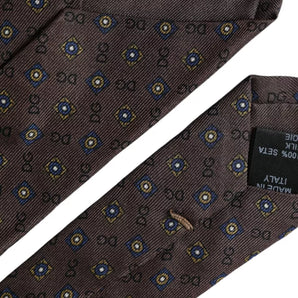 Dolce & Gabbana Brown Silk Branded Logo Adjustable Men Tie