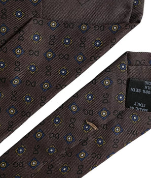 Dolce & Gabbana Brown Silk Branded Logo Adjustable Men Tie