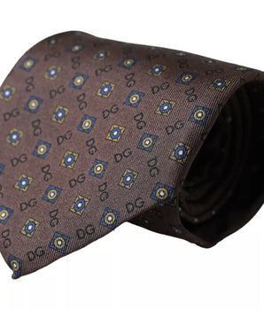 Dolce & Gabbana Brown Silk Branded Logo Adjustable Men Tie