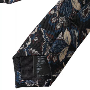 Dolce & Gabbana Black Floral Pattern Silk Adjustable Men Tie