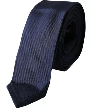 Dolce & Gabbana Dark Blue Silk Skinny Adjustable Tie