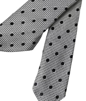 Dolce & Gabbana Black White Dot Fantasy Silk Adjustable Men Tie