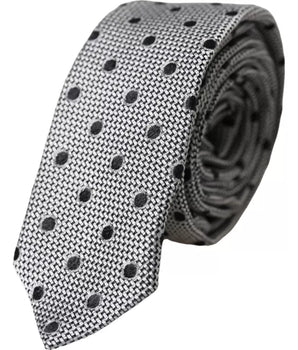 Dolce & Gabbana Black White Dot Fantasy Silk Adjustable Men Tie