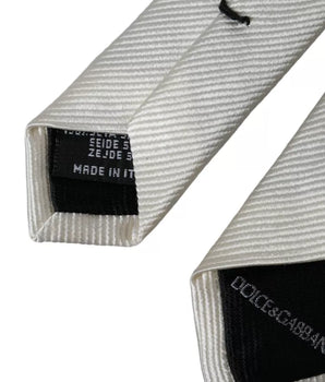 Dolce &amp; Gabbana White Solid 100% Silk Adjustable Tie