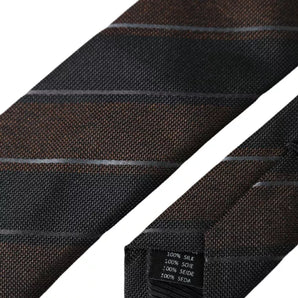 Dolce & Gabbana Brown Black Stripes Silk Adjustable Tie