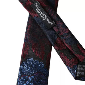 Dolce & Gabbana Red Blue Floral Fantasy Silk Adjustable Men Tie