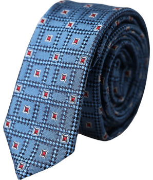 Dolce & Gabbana Blue Patterned 100% Silk Adjustable Men Tie