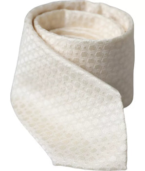 Dolce & Gabbana Off White Silk Adjustable Necktie Men Tie