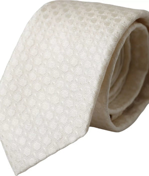 Dolce & Gabbana Off White Silk Adjustable Necktie Men Tie