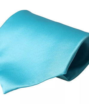 Dolce & Gabbana Light Blue Satin Silk Wide Adjustable Men Tie