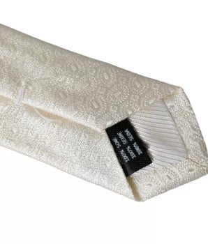 Dolce & Gabbana Off White Patterned Silk Adjustable Men Tie