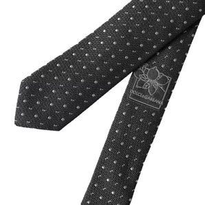 Dolce & Gabbana Black Polka Dot Silk Adjustable Men Tie