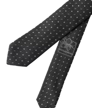 Dolce & Gabbana Black Polka Dot Silk Adjustable Men Tie