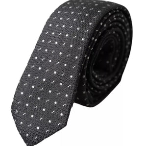 Dolce & Gabbana Black Polka Dot Silk Adjustable Men Tie