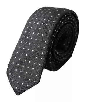 Dolce & Gabbana Black Polka Dot Silk Adjustable Men Tie