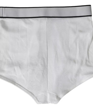 Dolce &amp; Gabbana White Cotton Stretch Branded Logo Underwear
