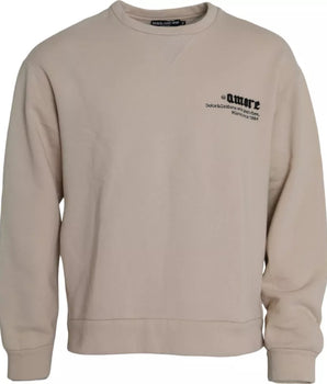 Dolce & Gabbana Beige Cotton Crew Neck Sweatshirt Sweater