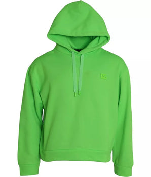 Dolce & Gabbana Green Logo Hooded Pullover Sweatshirt Sweater
