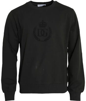 Dolce & Gabbana Green Logo Cotton Crew Neck Pullover Sweater