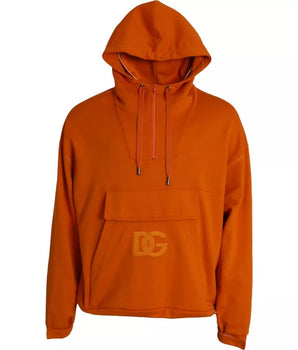 Dolce & Gabbana Orange Hooded Pullover Sweatshirt Sweater