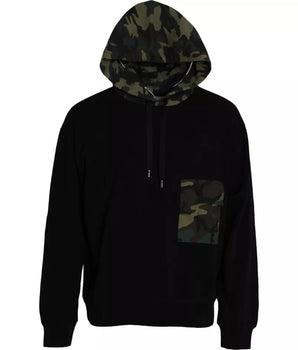 Dolce & Gabbana Black Camouflage Hooded Sweatshirt Sweater